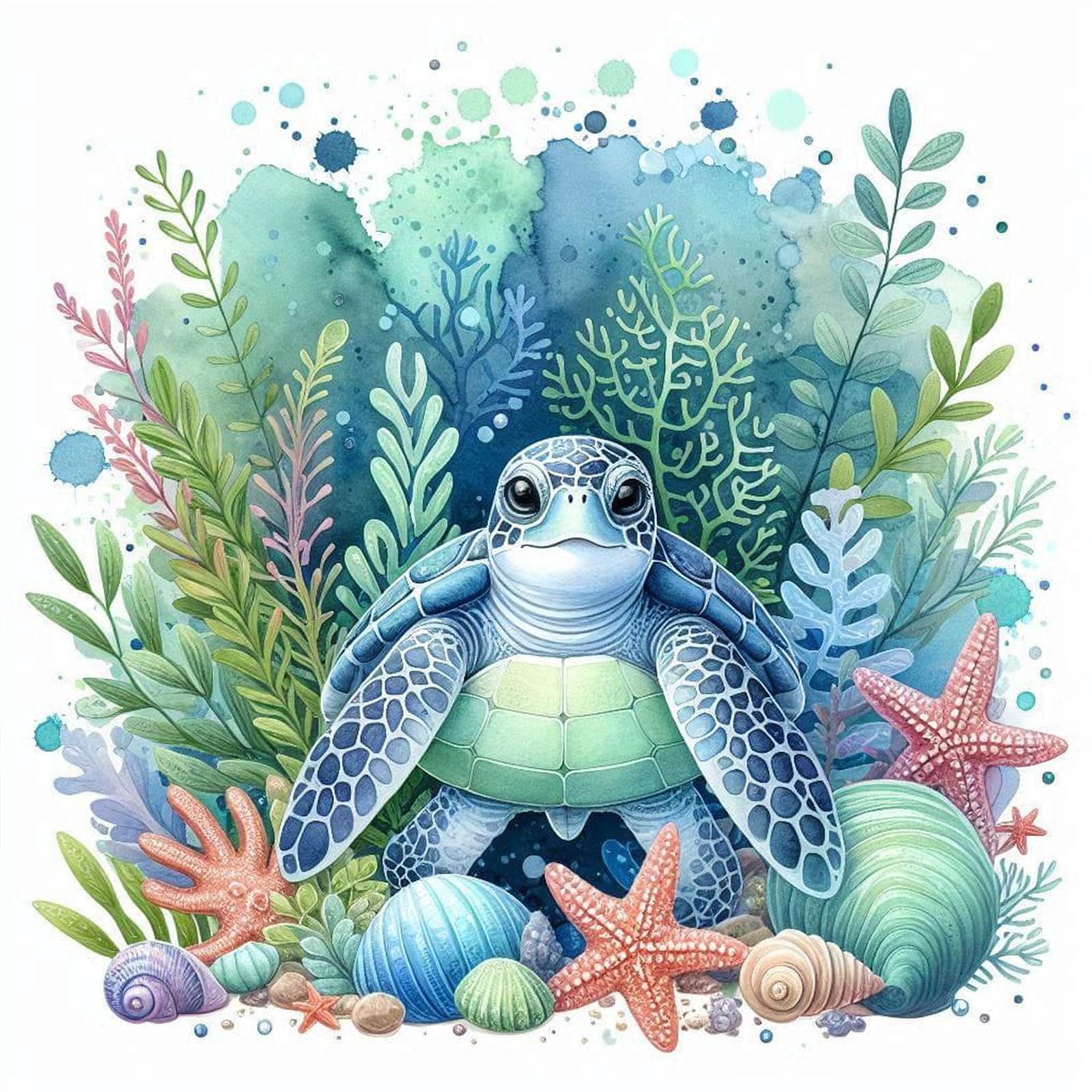 POETRYDRAW Watercolor Baby Sea Turtle DIY Paint By Numbers Kit on Canvas 40x70cm Without Frame Oil Easy Painting by Numbers for Beginners Adults Gift Home Wall Decor (Watercolor Baby Sea Turtle)