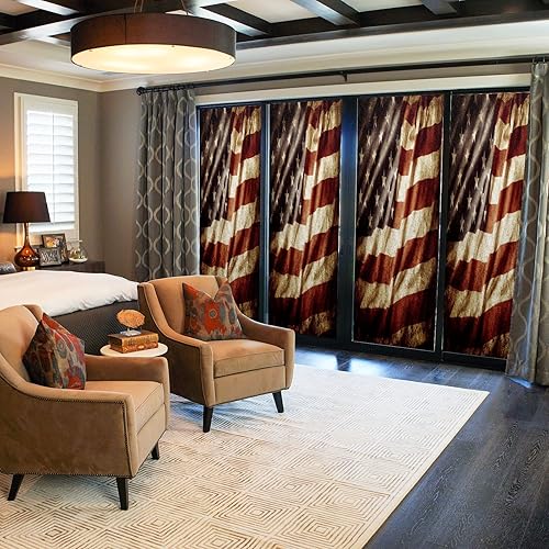 Miniatura 4 de Película decorativa de privacidad para ventana, diseño rústico antiguo, bandera estadounidense, estática, translúcida, adhesivos para ventana,