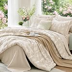 MUXHOMO Queen Comforter Set 7 Pieces, Sage Green Bed in a Bag Queen Reversible Botanical Flowers Design, Ultra Soft & Breathable Bedding Sets with Comforter, Sheets, Pillowcases & Shams