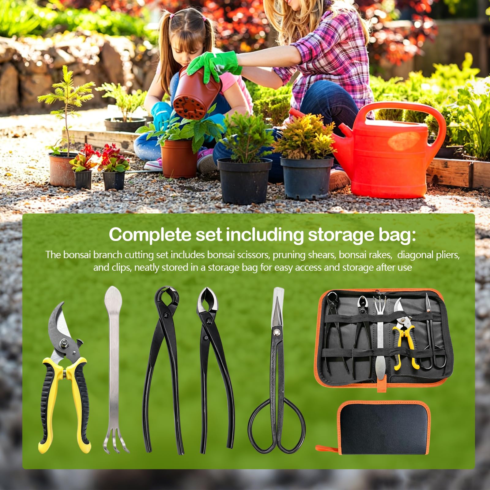Juego De 6 Herramientas para BonsáI. Incluye Tijeras De Podar Tijeras para Hojas Herramienta CóNcava Rastrillo para BonsáI Y Bolsa De Transporte Herramientas De JardineríA para El Cuidado De BonsáIs