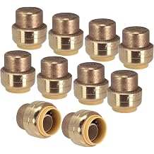 PROCURU [10-Pack] 1/2-Inch PushFit End Cap - Plumbing Fitting for Copper, PEX, CPVC, Lead Free Certified 0.5 Inch 1/2, 10-Pack