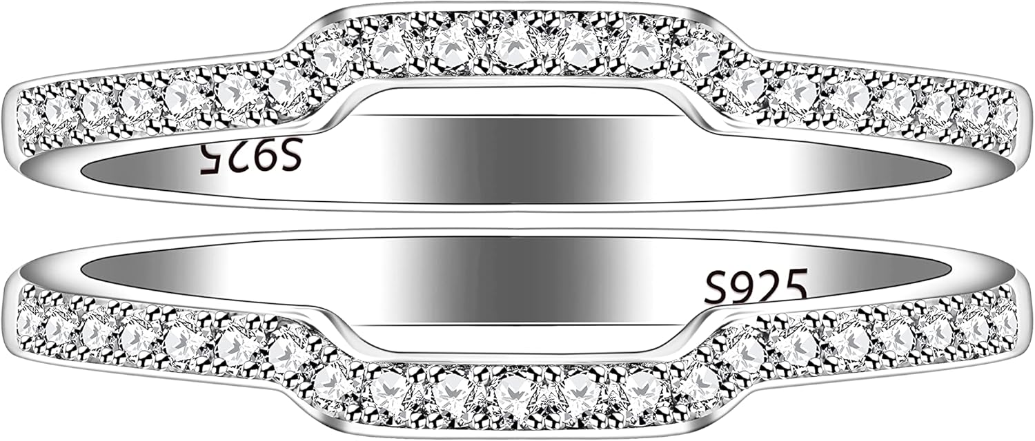 Uloveido 2 Stackable Rings Enhancer for Women 925 Sterling Silver Wedding Engagement Anniversary Promise Rings Enhancer Y2191