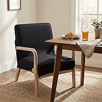 Vista 2 de Deisy Dee Funda para silla moderna de mediados de siglo impresa, Fundas elásticas para sillón de lectura, fundas tapizadas para sillas de sala Negro