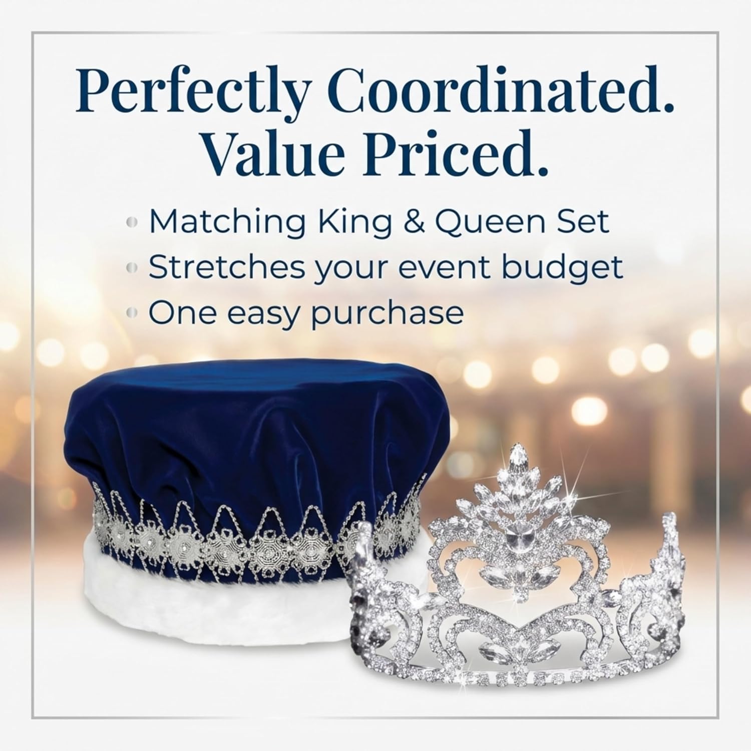 Anderson's Velvet King Crown and Penelope Queen Tiara Royalty Set