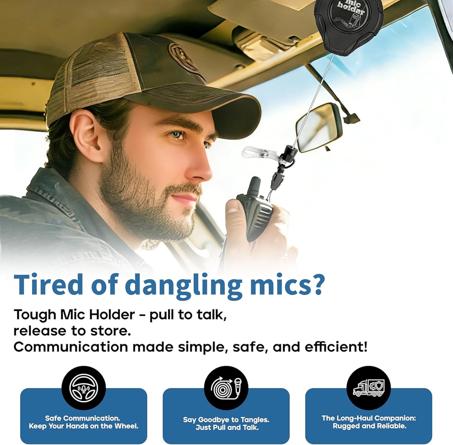 Retractable CB Mic Holder, CB Radio Accessories Hanger Multi-Scenario Mount image 4
