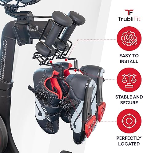 Miniatura 3 de TrubliFit Perchas metálicas de lujo para bicicleta Peloton, color negro, paquete de 2, acero inoxidable