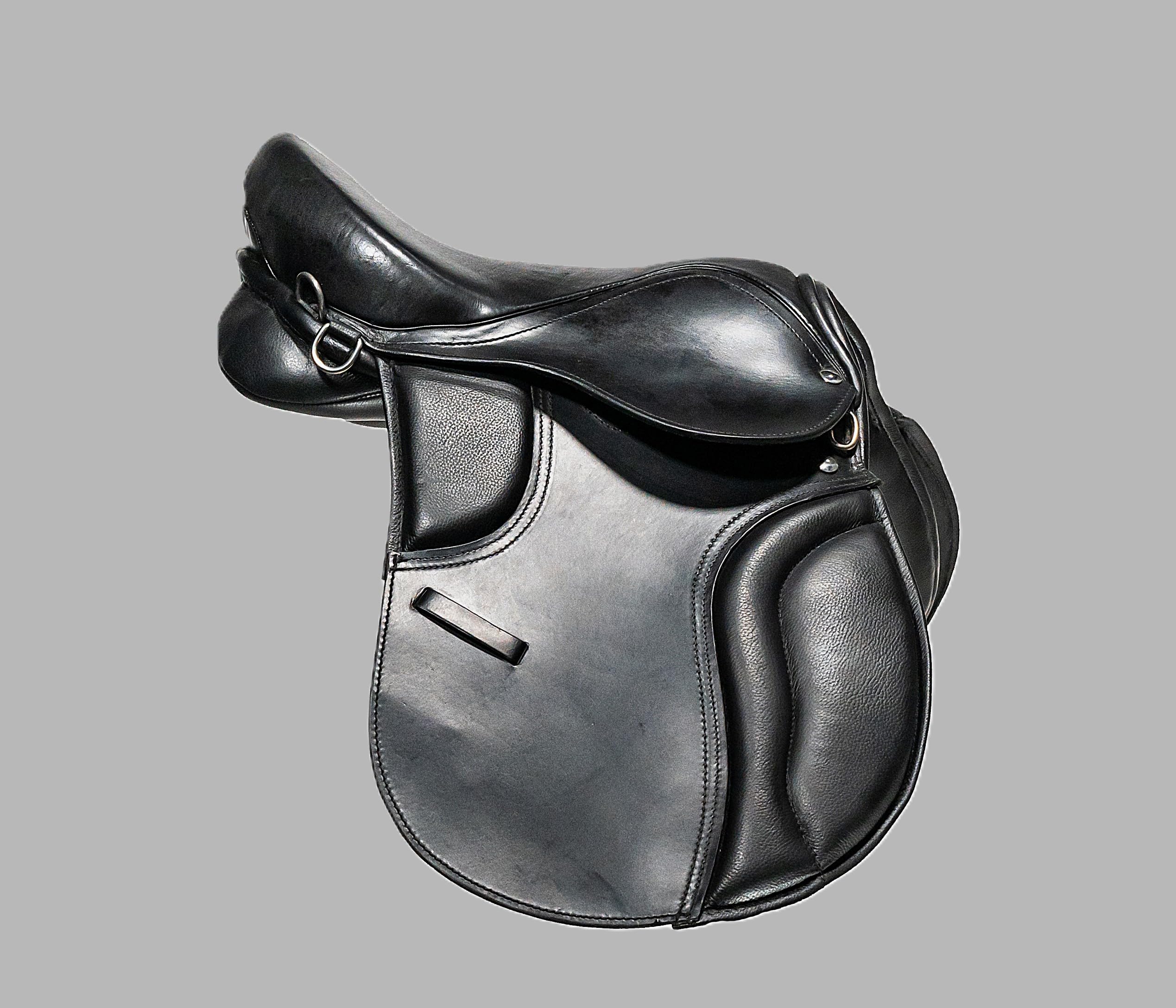 Black Leather Treeless Horse Saddle Comfortable Flexible GP Design Fits 15 and16 Inch Seat (15")