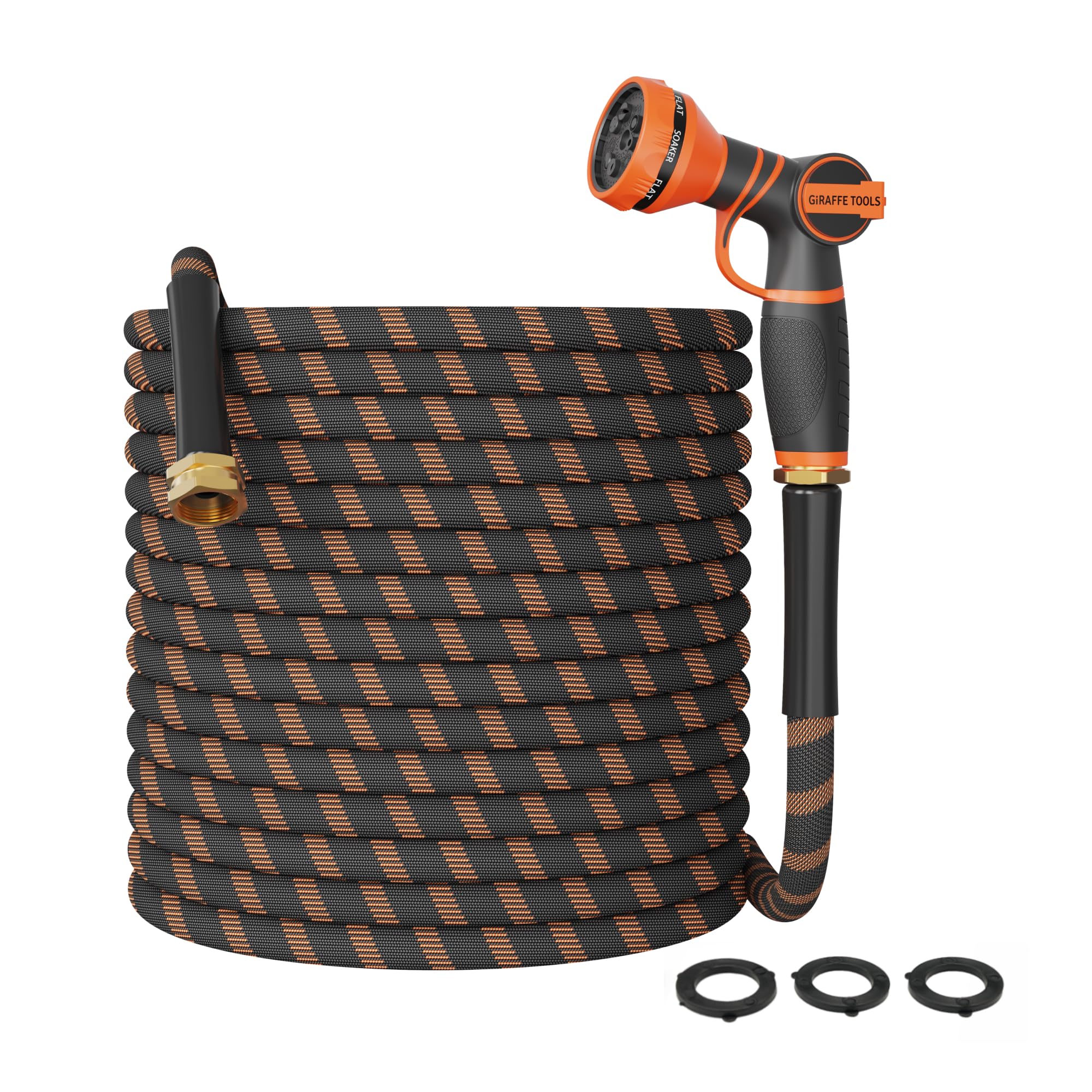 Giraffe Tools Garden Hose 100FT 5/8” Lightweight & No-Kink Flexible Water Hoses Burst 600 psi with 9 Spray Nozzle Heavy Duty Hose