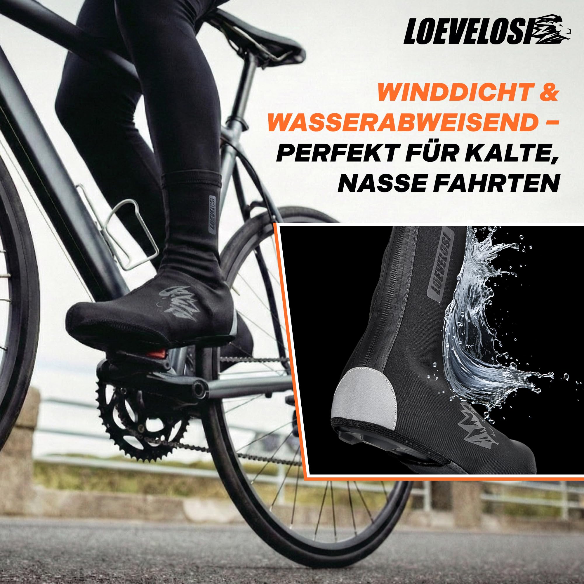Neopren Rennrad Überschuhe Fahrrad Wasserfest Winddicht Winter Rennradschuhe Regen-Schutz Schuh-Überzieher Reflektierend Über-Schuhe