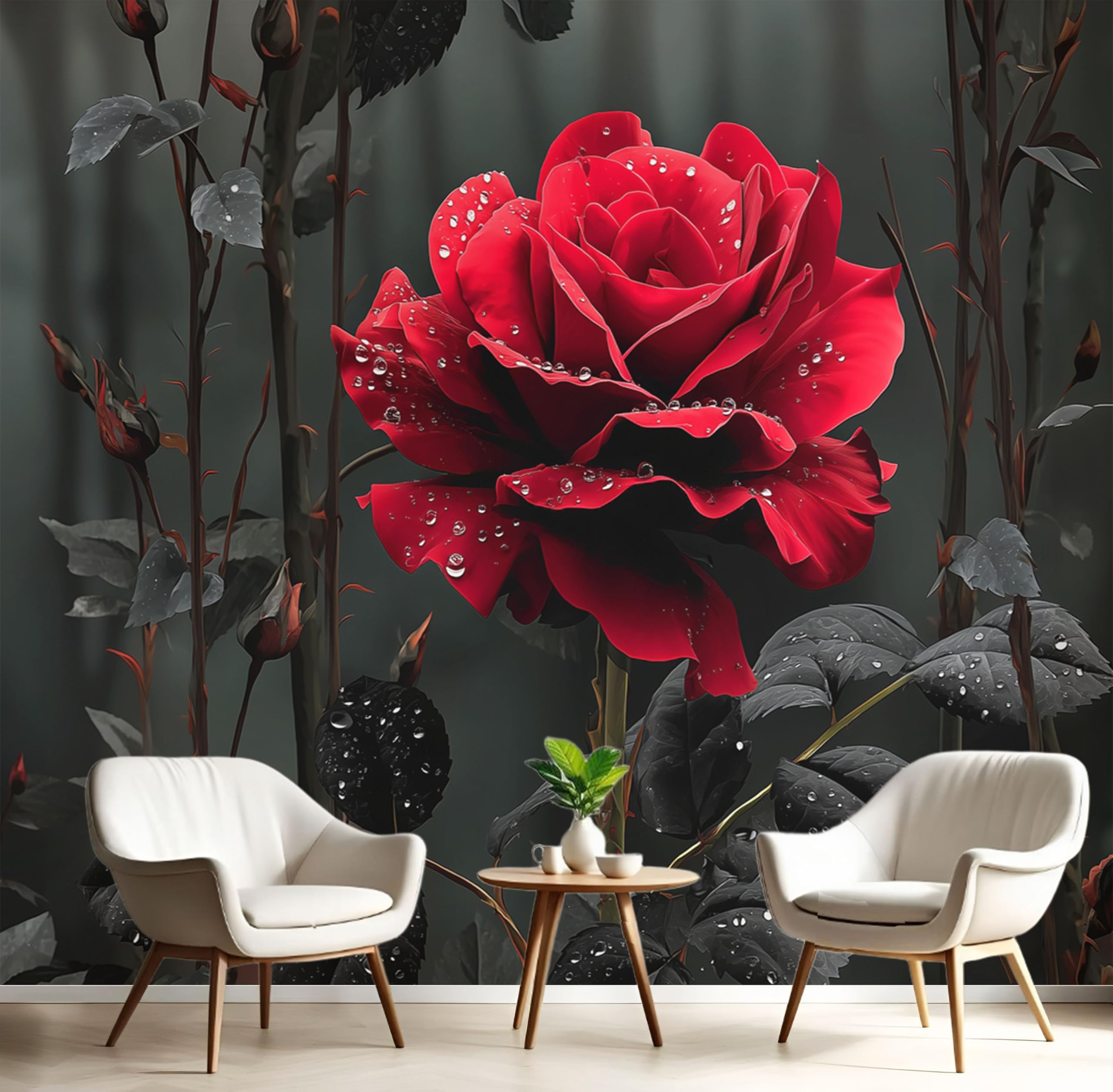 Papier peint mural photo grand format 300x210 cm lavable motif rose noire