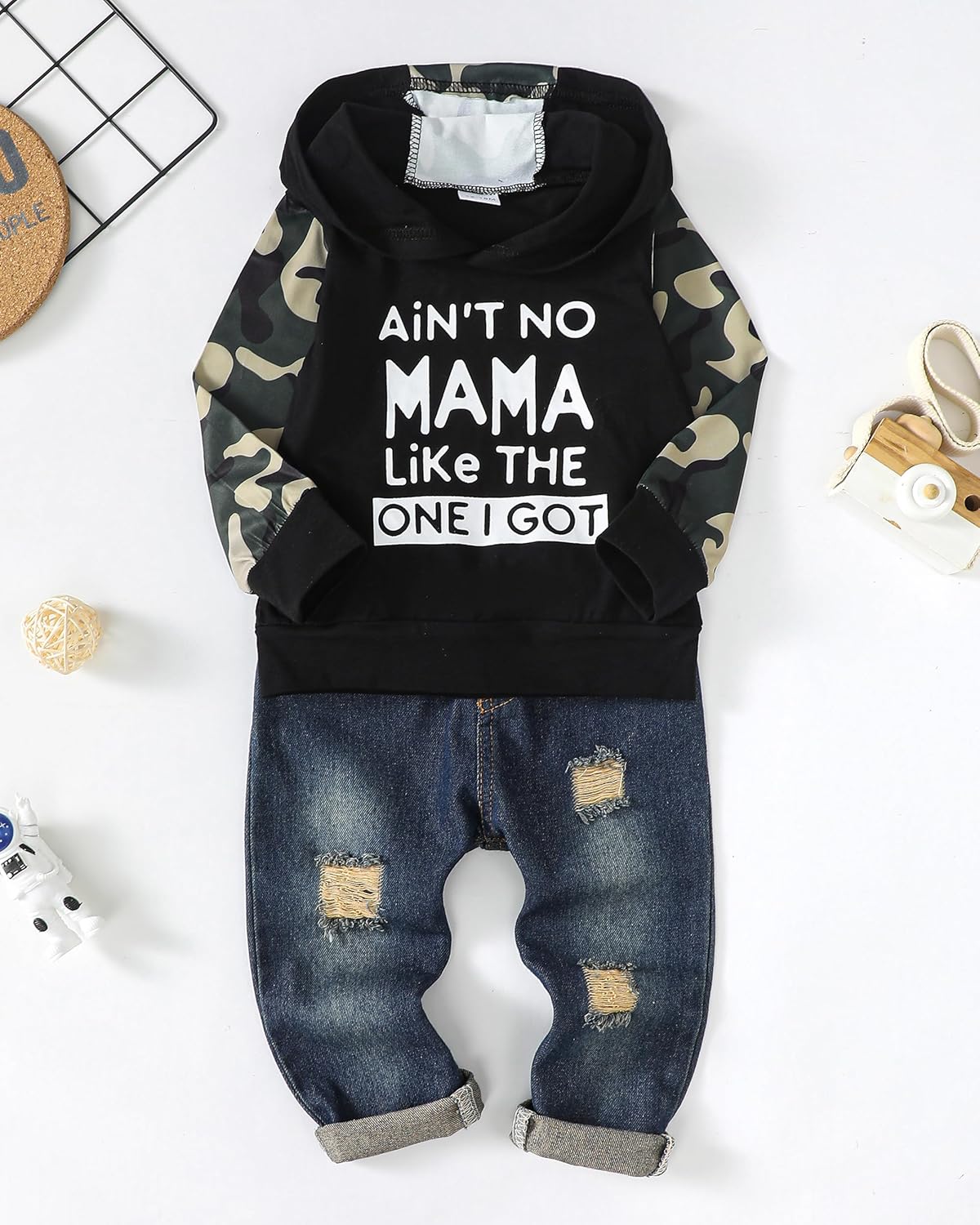 Renotemy Toddler Baby Boy Clothes Denim Outfits Infant Hooded Sweatshirt Jeans Pants Little Boys Clothing - Image 2