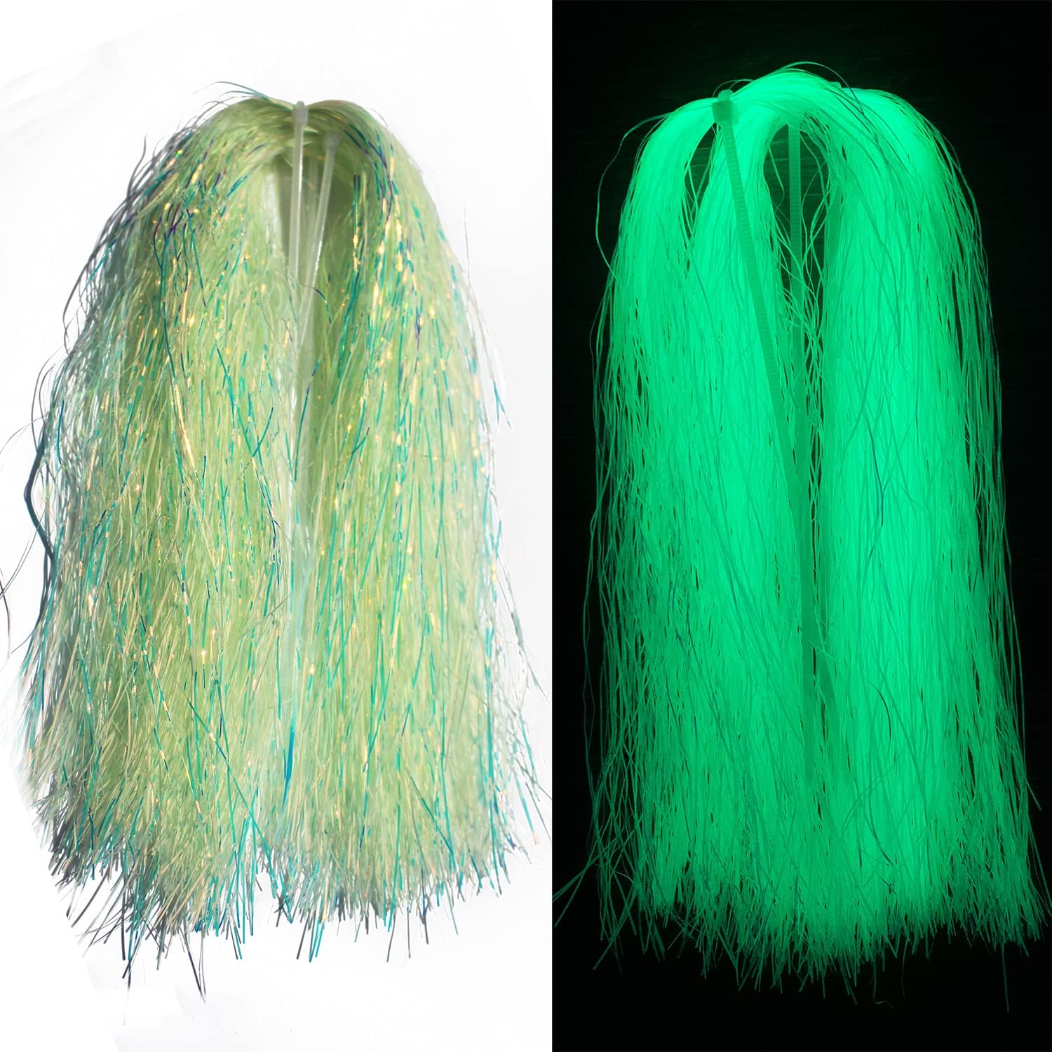 4 packs/lot 0.7mm Width Luminous Glow in The Dark Shimmer Flashabou Tinsel Pike Bass Streamers Fly Tying Materials