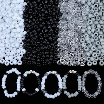 ZHIYUXI 1000PCS Black and White Pony Beads Bulk for Bracelets Making