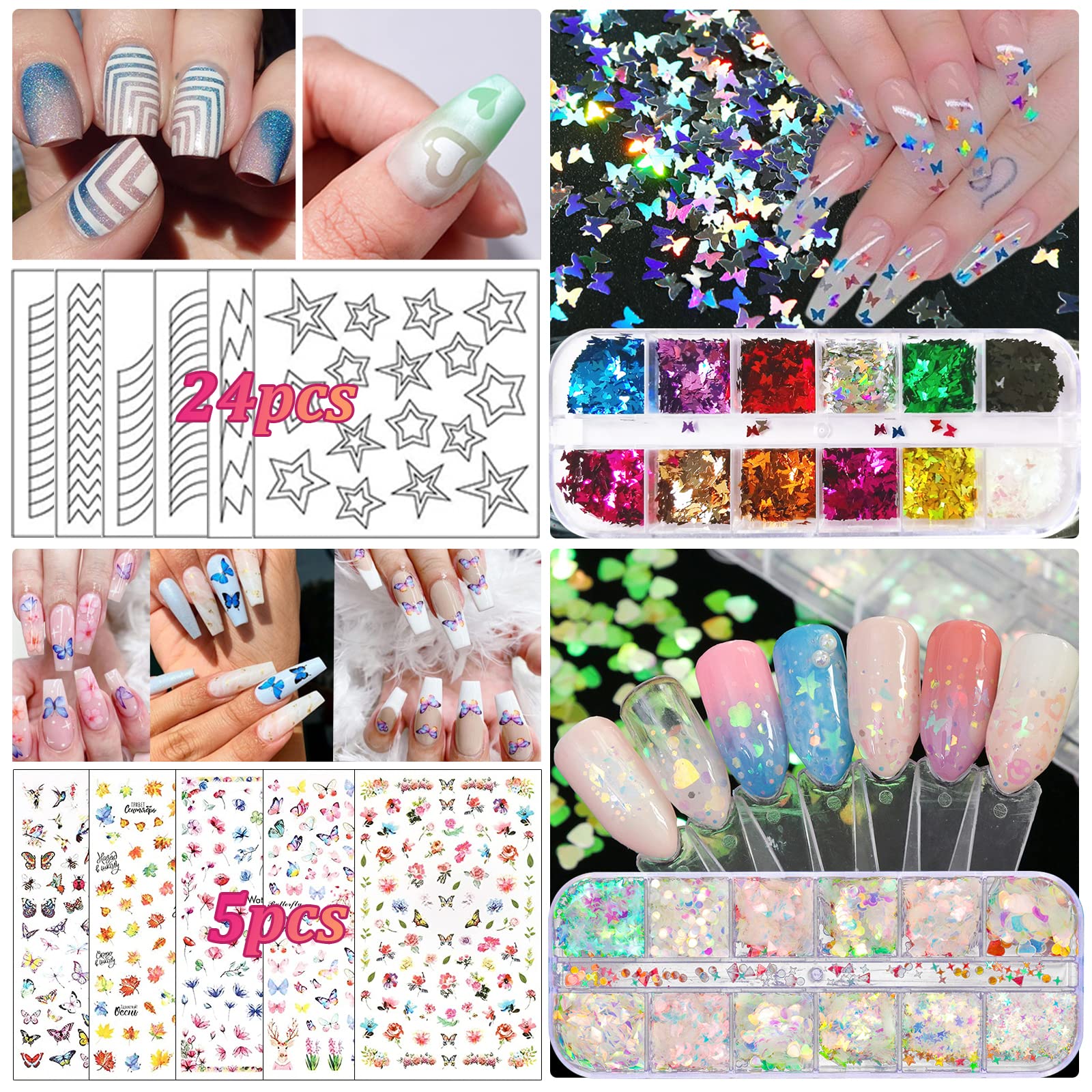 Kit de Nail Art,23 Piece Kit de Nail Art Pinceau,Pinceau Nail Art Ongles,5 Stylos Dotting,30 Striping Tape,Nail Art Accessoires Professionnel kit Kit de démarrage Nail Art pour femmes