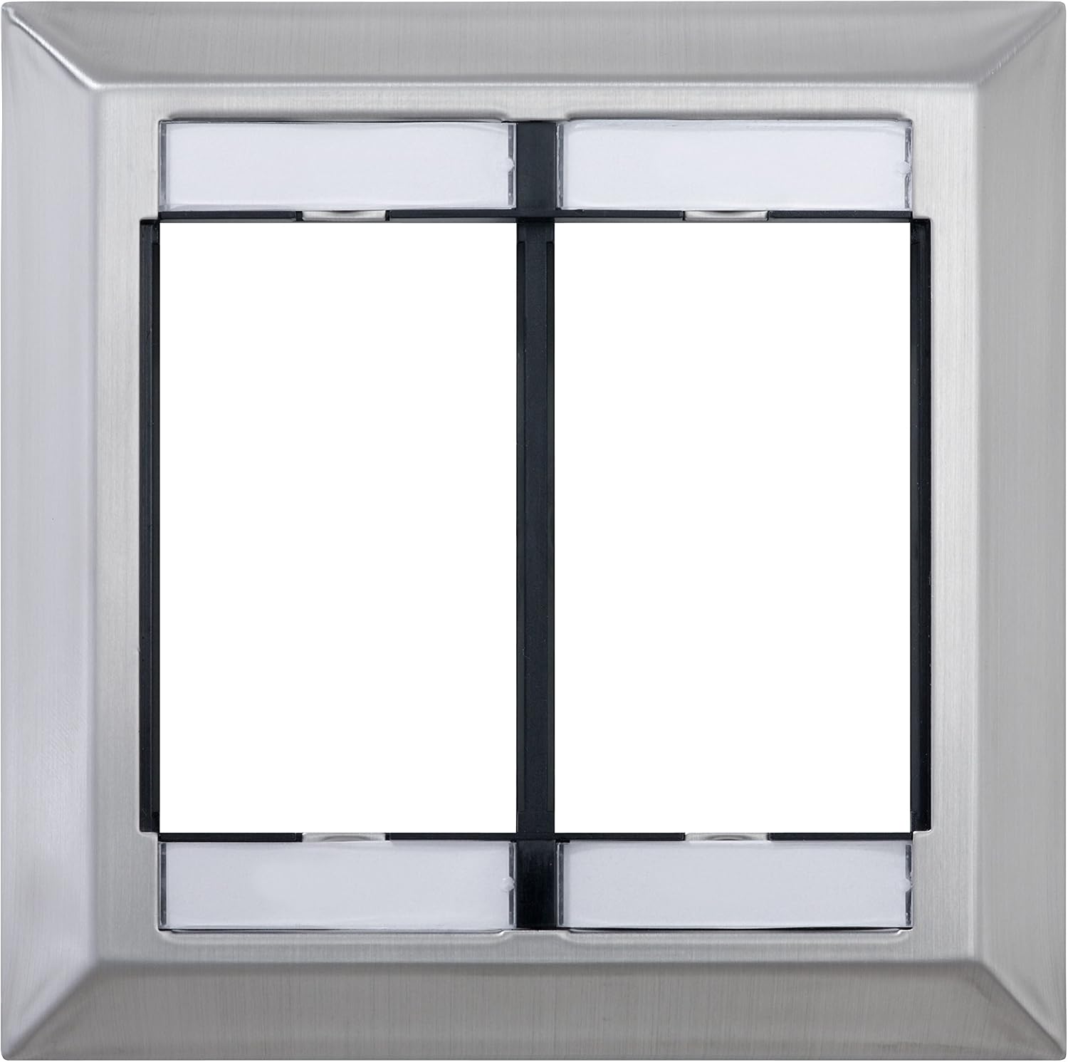 Leviton Dual Gang MOS Wallplate with ID Windows, Stainless Steel, 41290-DMS