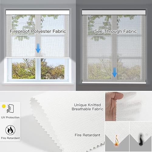 Miniatura 4 de Tokblind Persianas enrollables solares motorizadas con control remoto, persianas inteligentes de filtrado de luz para ventanas que funcionan con