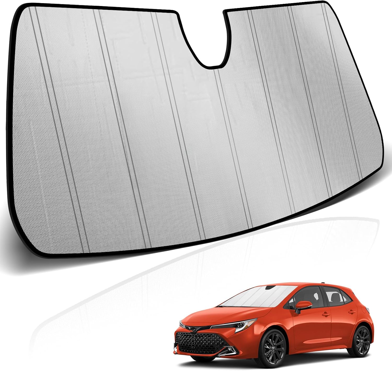 KUST Windshield Sun Shade Compatible for Toyota Corolla Sedan/Hatchback 2020-2026 Accordion Thicken Window Sunshade UV Protection Keep Cool Sunshield Easy Install Sun Visor Accessories Aluminum Film