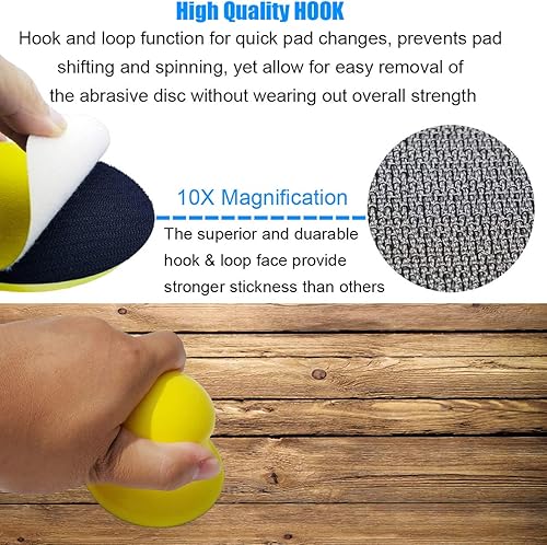 Miniatura 3 de Paquete de 2 bloques de lijado redondos de 3 pulgadas para discos de gancho y bucle de 3 pulgadas, ideal para restauración de muebles de madera,