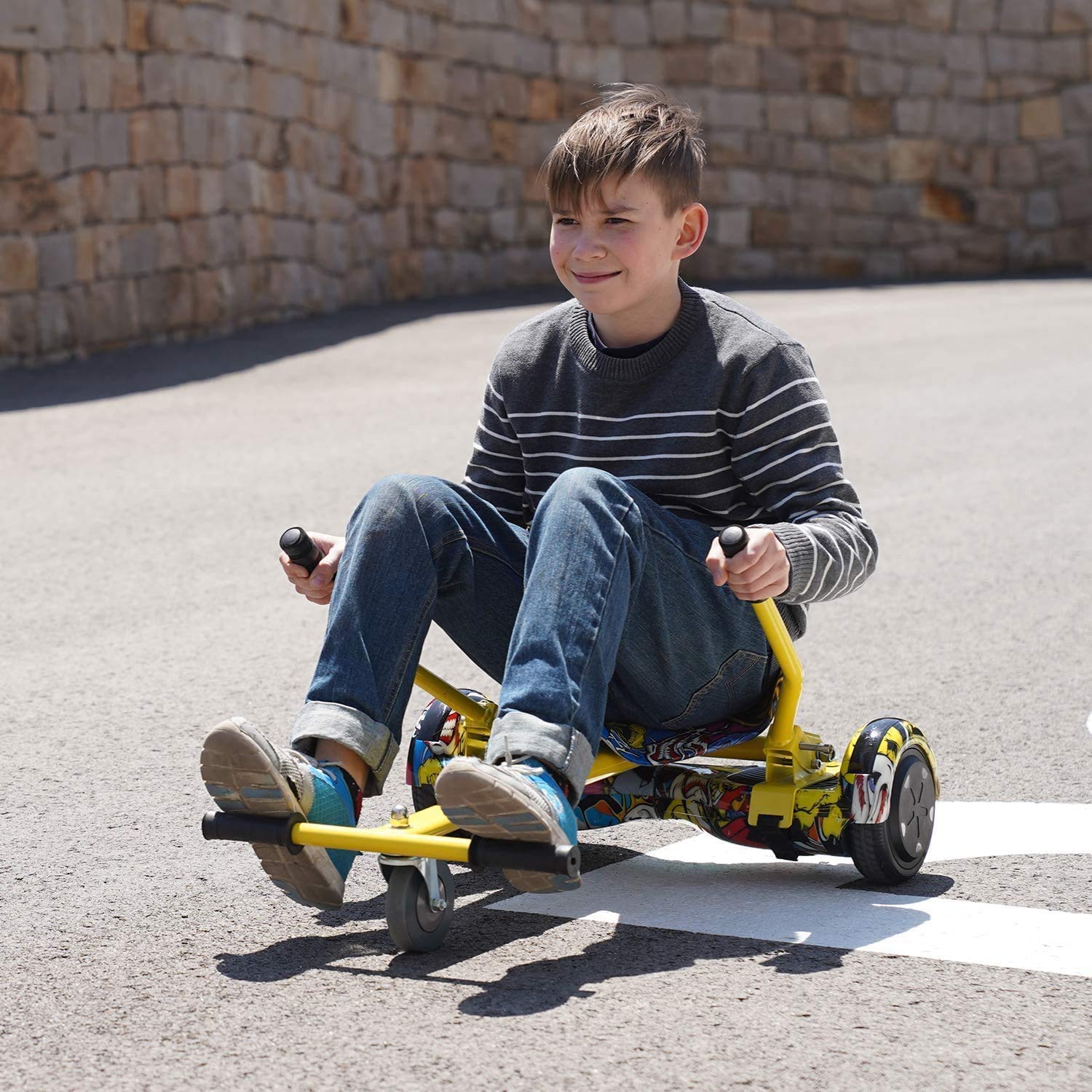 GeekMe Hoverboards mit Sitz, Hoverboards Go-Kart mit Bluetooth-Lautsprecher LED-Leuchten, Geschenk für Kinder Jugendliche Erwachsen
