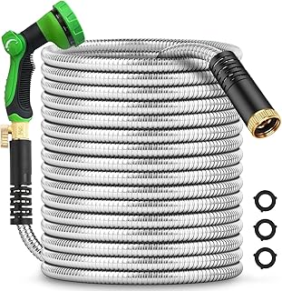 Heavy-Duty Metal Garden Hose with Nozzle