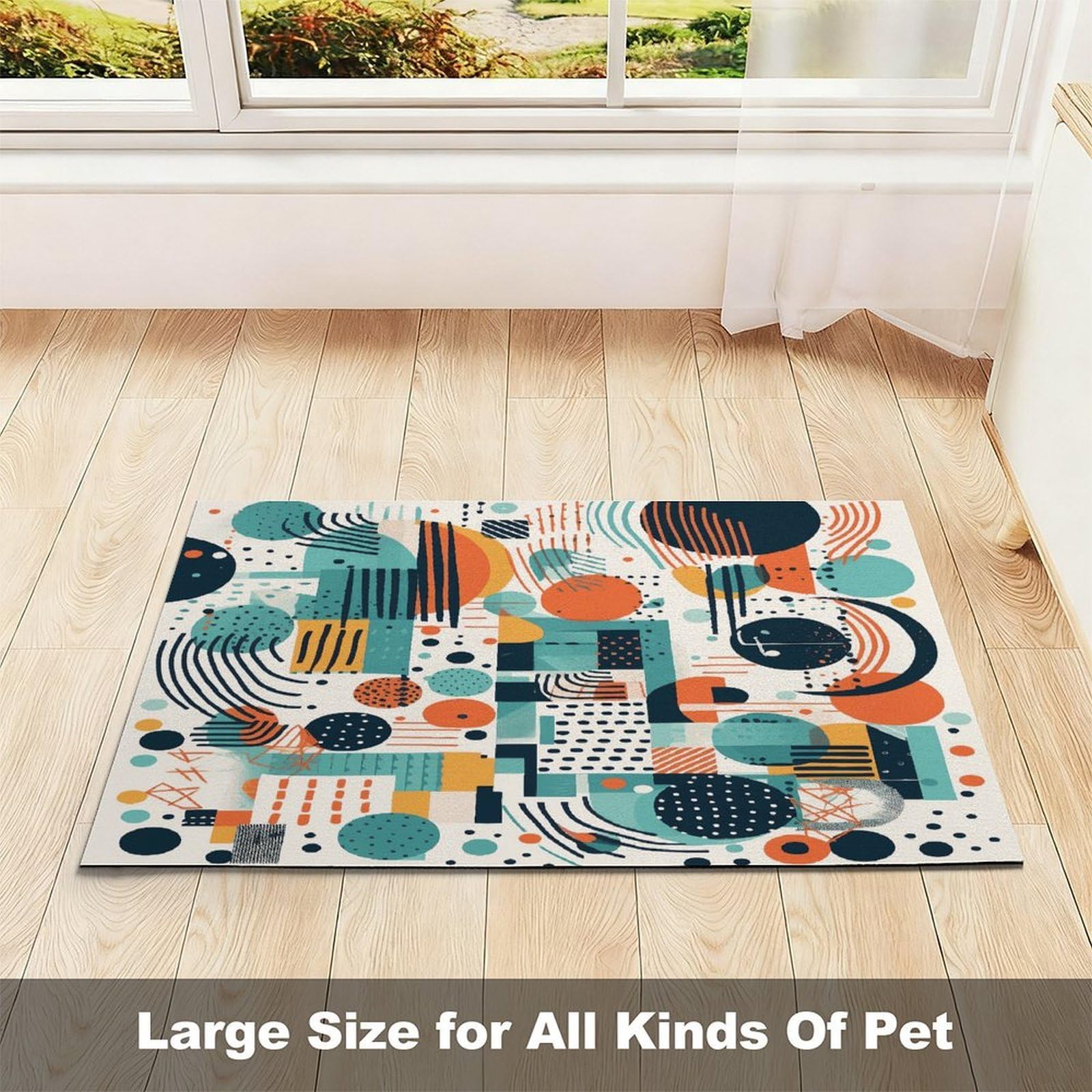 Shapes and Curves Tapis de nourriture pour chat – Tapis d'alimentation antidérapant pour chien, facile à nettoyer pour la nourriture et l'eau, tapis de gamelle pour chien et chat 43,2 x 76,2 cm