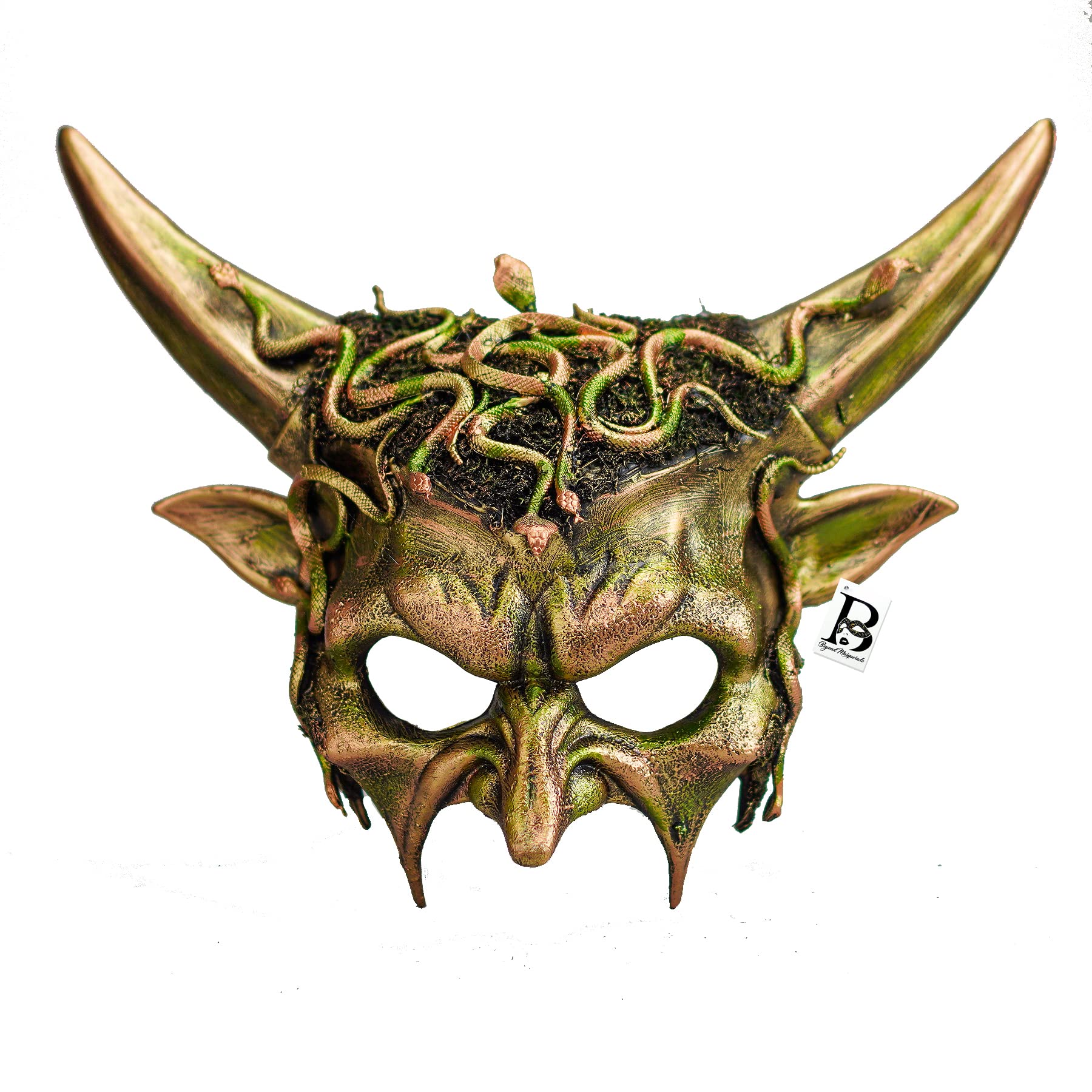 Medusa Devil Villain Ram Horns Masquerade Mask Snake Costume Evil Party Mask Halloween Cosplay Gobli