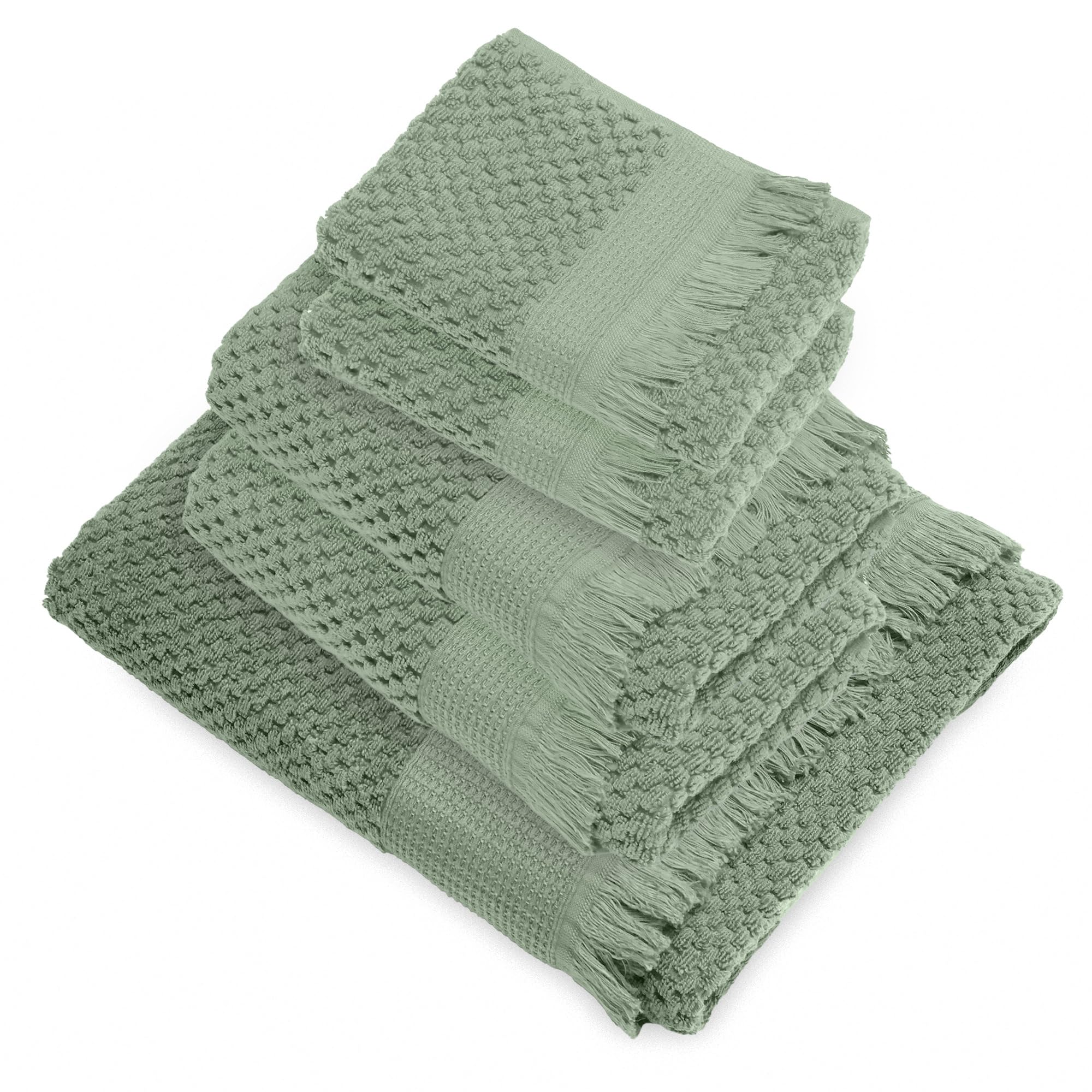 Linnea Parure de Bain Micro-Coton Tethys Vert Olive 5 pièces