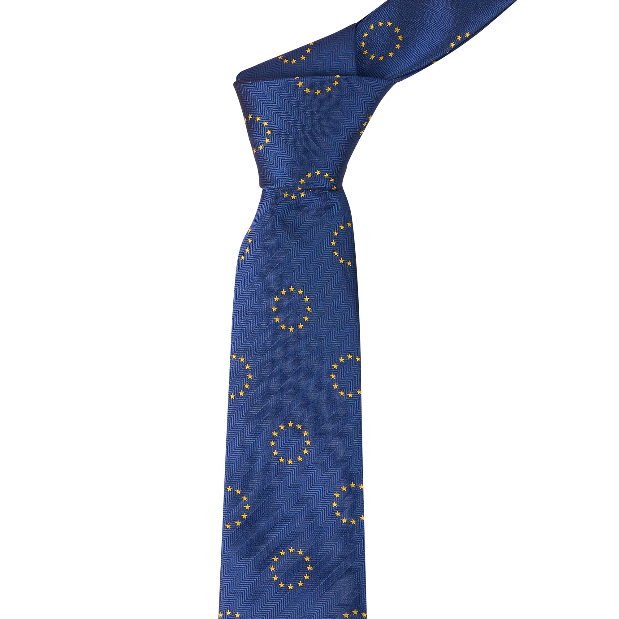 King & Priory Cravatta ricamata a spina di pesce blu navy dell'Unione Europea