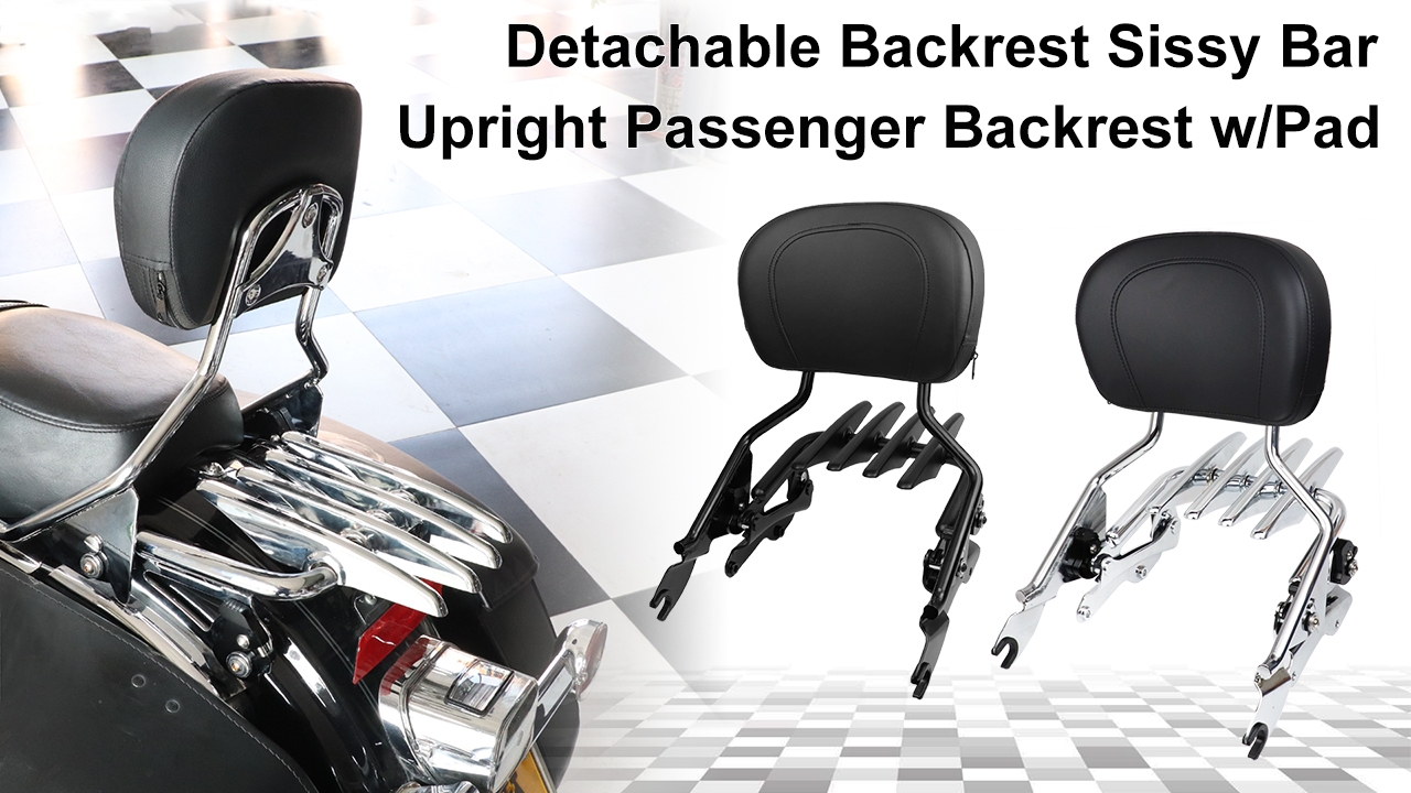 Detachable Backrest Sissy Bar W/Luggage Rack For Harley Touring Road