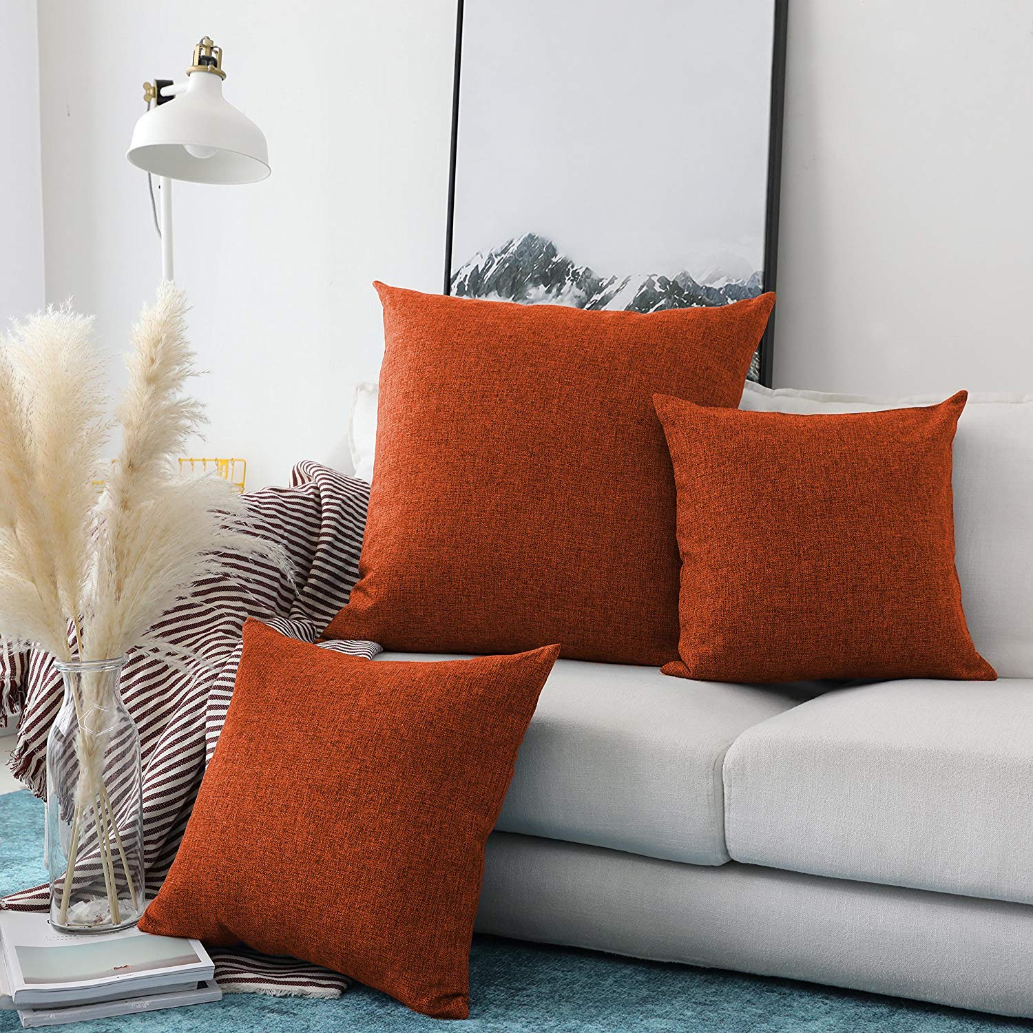 Khooti Jute Cushion Cover | 26x26 | Orange | Set of 3 | Throw Pillow Cover for Couches, Chairs, Sofas, Beds, Coffee Tables, Living Rooms, Bedrooms, Modern Boho Design-image-27
