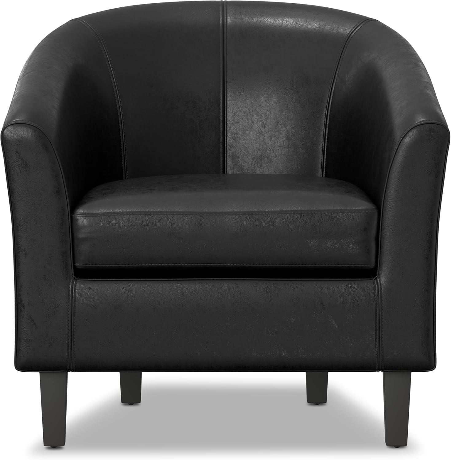 SIMPLIHOME Austin 30 inch Wide Contemporary Tub Chair in Faux Air Leather in Distressed Black, with High Density Foam, SOLID WOOD Legs, Simple Assembly, Just Attach Legs