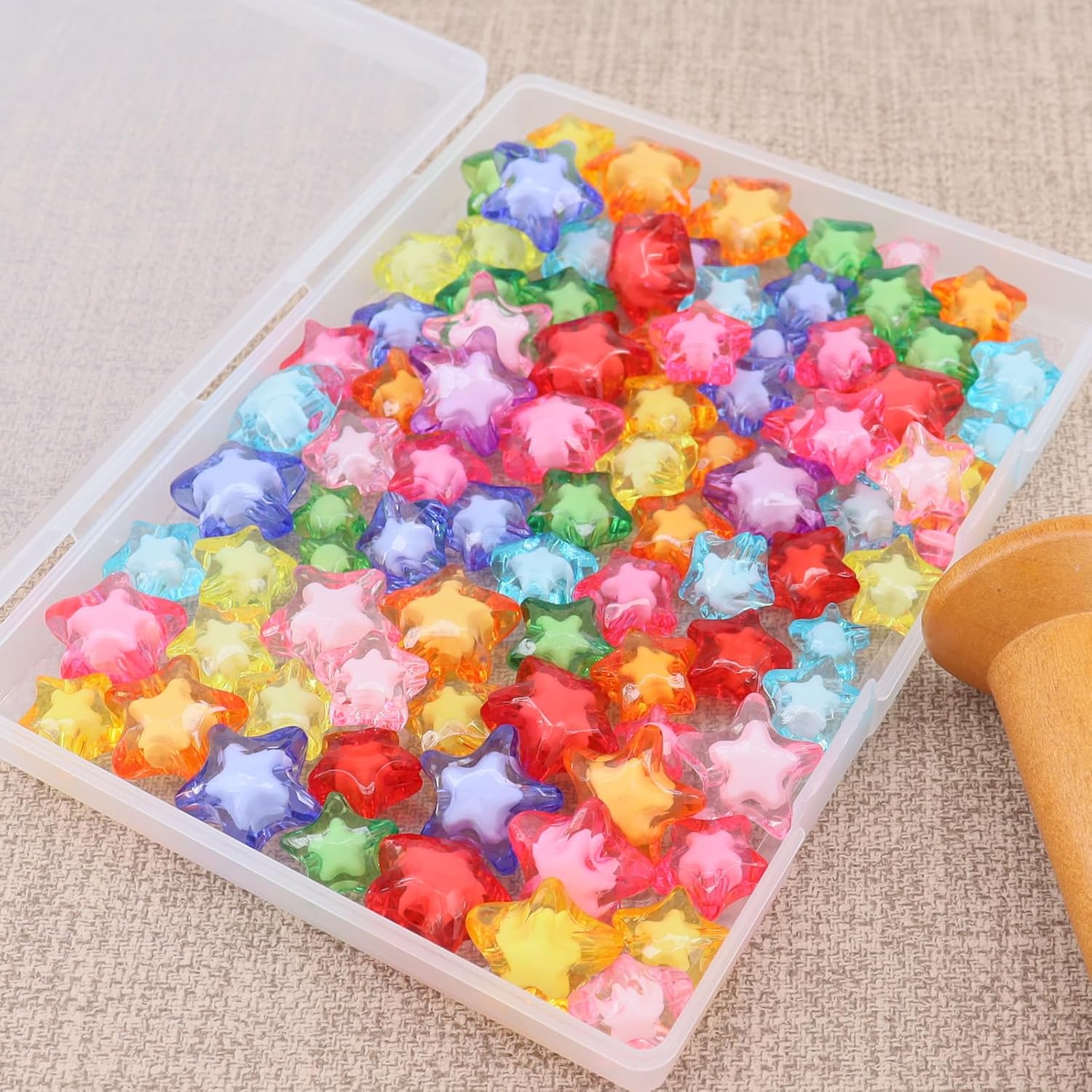 300pcs Acrylic Star Pony Beads Mix Color 3 Size for Craft and Jewelry Making - Image 7