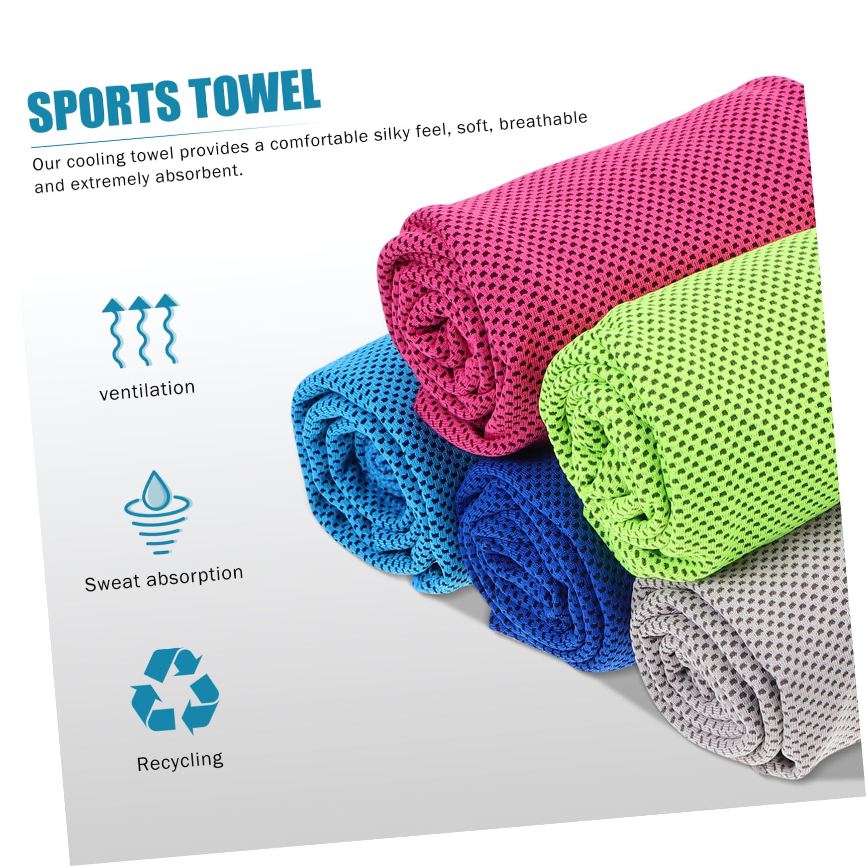 HANABASS 5pezzi Asciugamani Rinfrescanti Microfibra Da Asciugamani Sportivi Veloci Per Yoga e Attività All Aperto Teli Da Spiaggia Assorbenti e Rinfrescanti Colori Casual