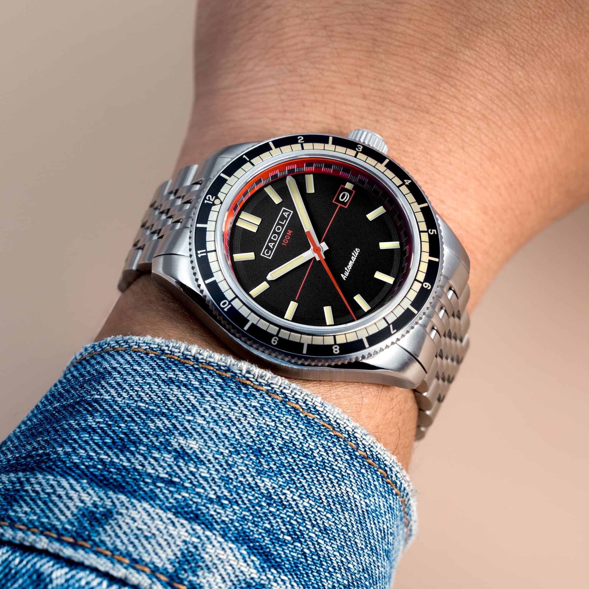 Cadola Orologio da uomo automatico Ahrens da 42 mm con cinturino in acciaio inossidabile massiccio CD-1061