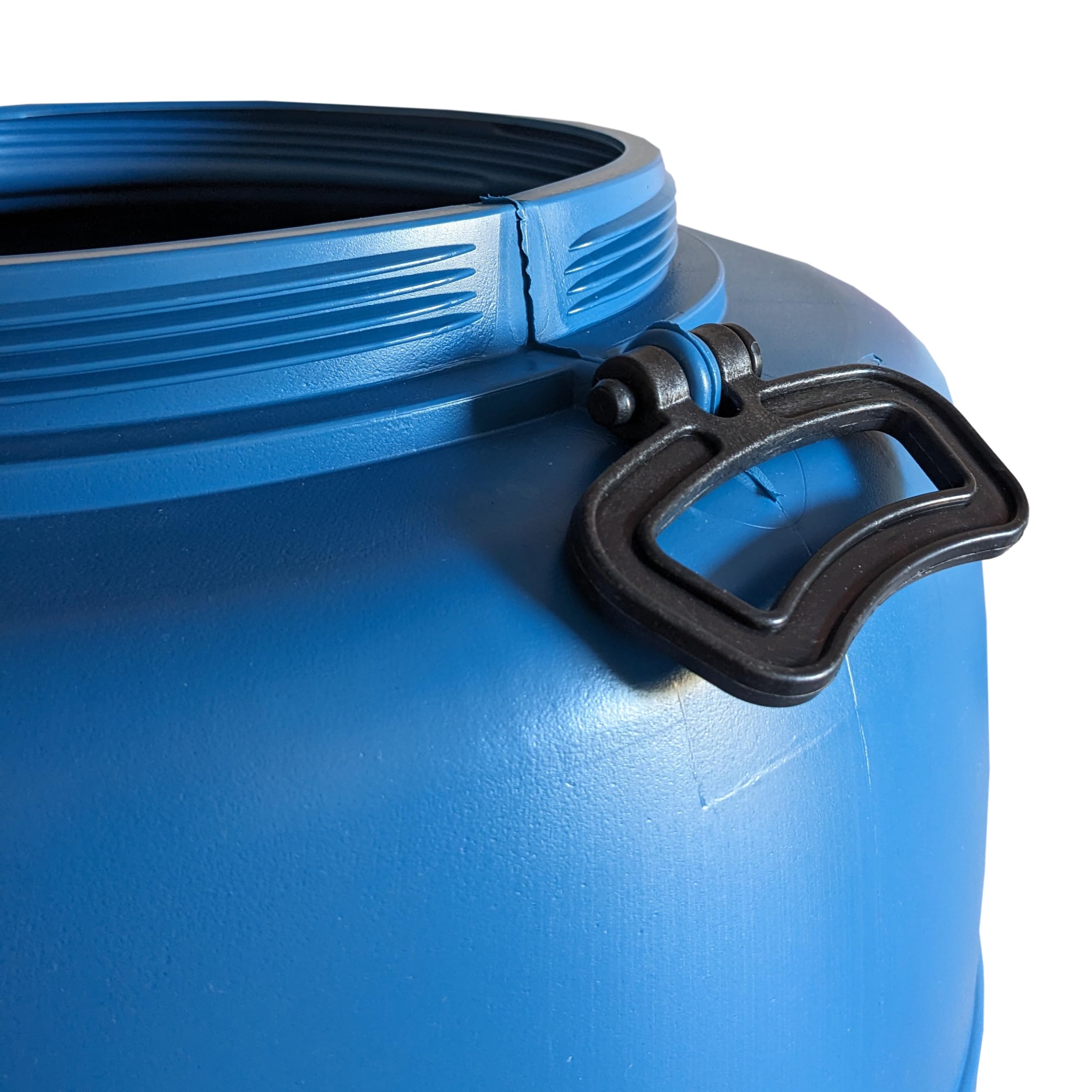plasteo Barile con coperchio a vite, per alimenti (120 l, blu con rubinetto