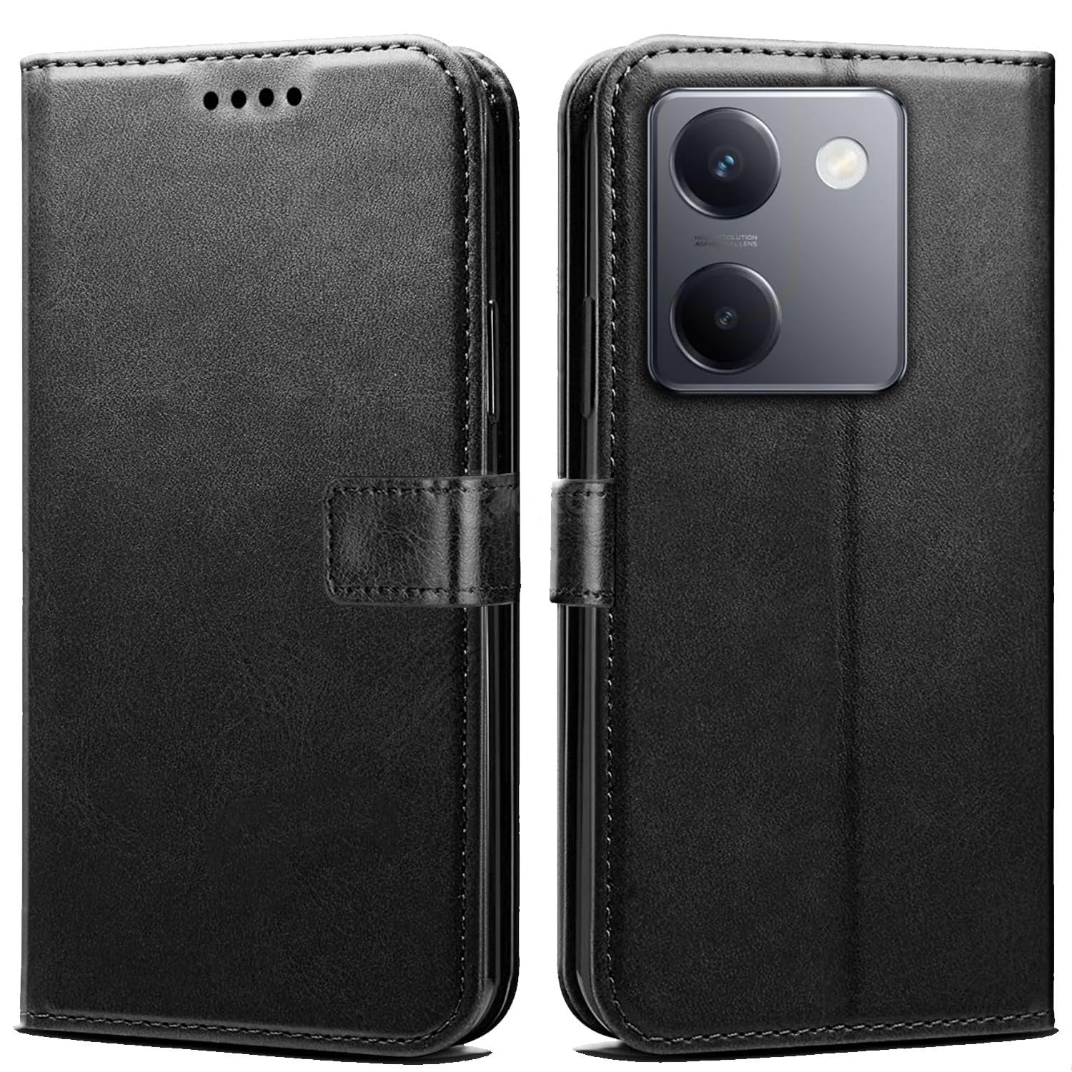 Flip Case for vivo Y300 Plus 5G | Card Slots, Magnetic Closure, Black-image-27