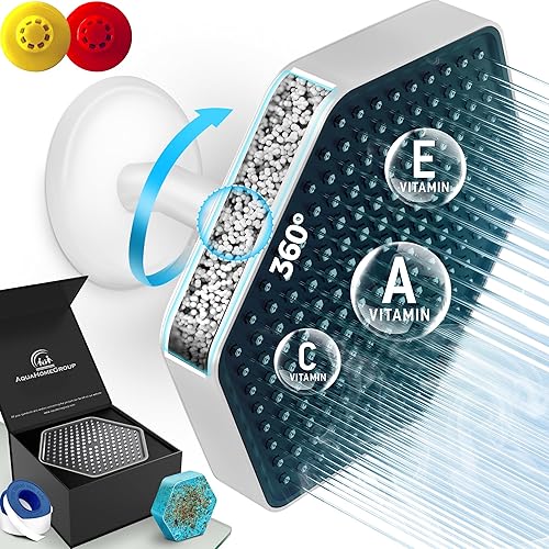 Vista 12 de AquaHomeGroup Cabezal de ducha filtrado de lujo, cabezal de ducha de lluvia de alta presión con filtro para cloro, óxido, sedimentos, cabezal
