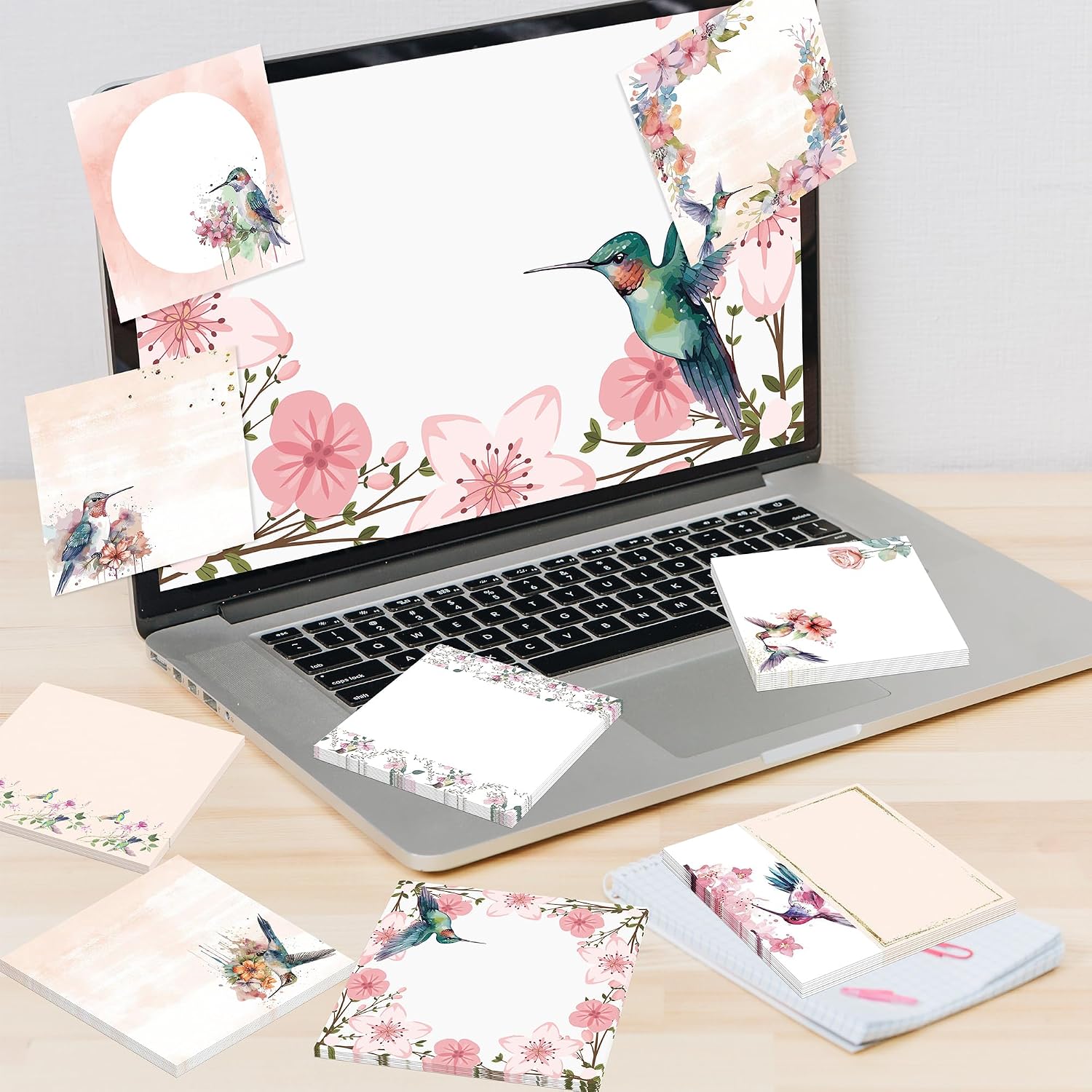 Cute Hummingbird Sticky Notes - 9 Pads 450 Sheets Hummingbird Self-Adhesive Notepad for Kids Hummingbirds Self-Adhesive Notes Page Note for Christmas Back to School Birthday Office Gifts image 5