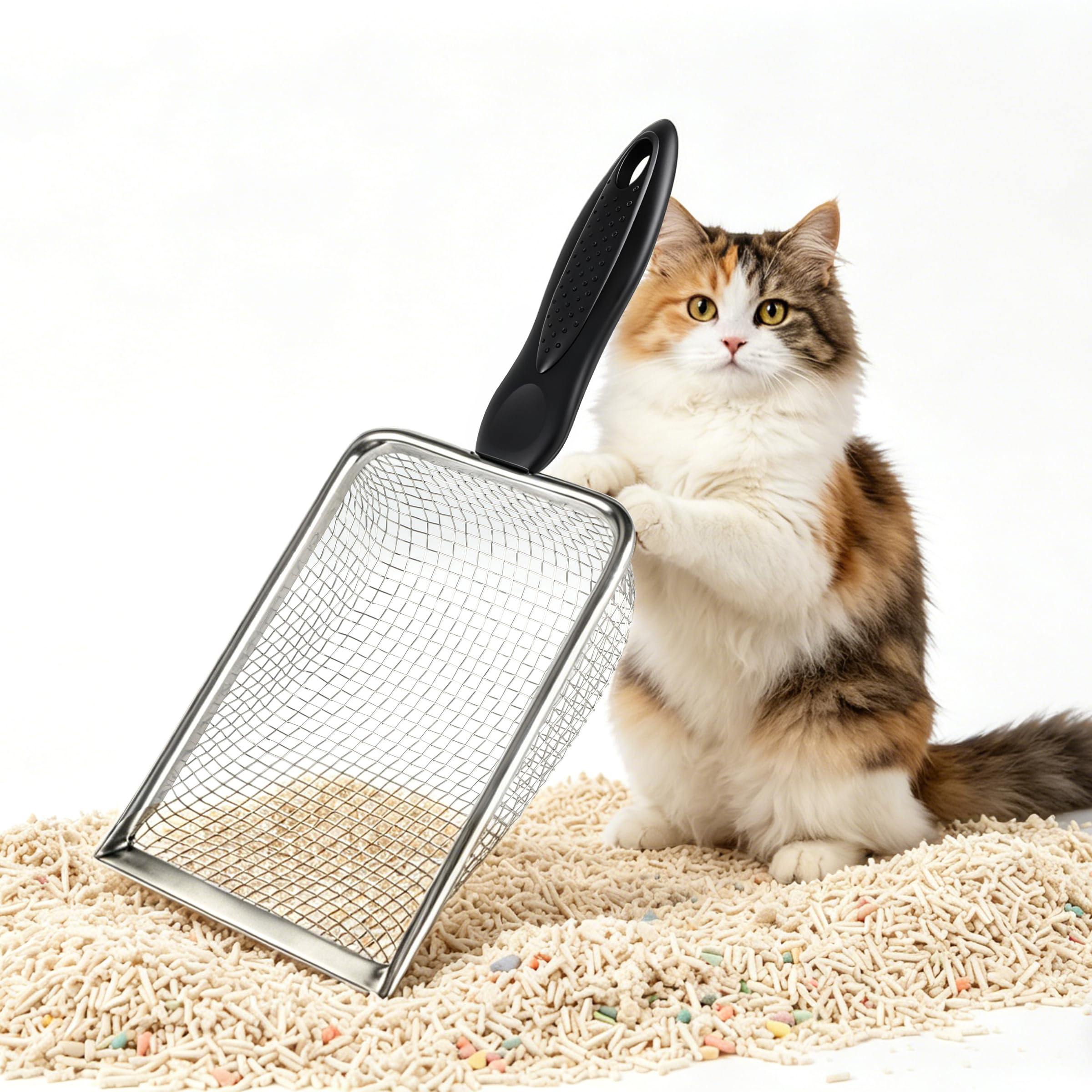 HENTPTD Stainless Steel Cat Litter Scoop, Kitty Litter Cleaning Tool