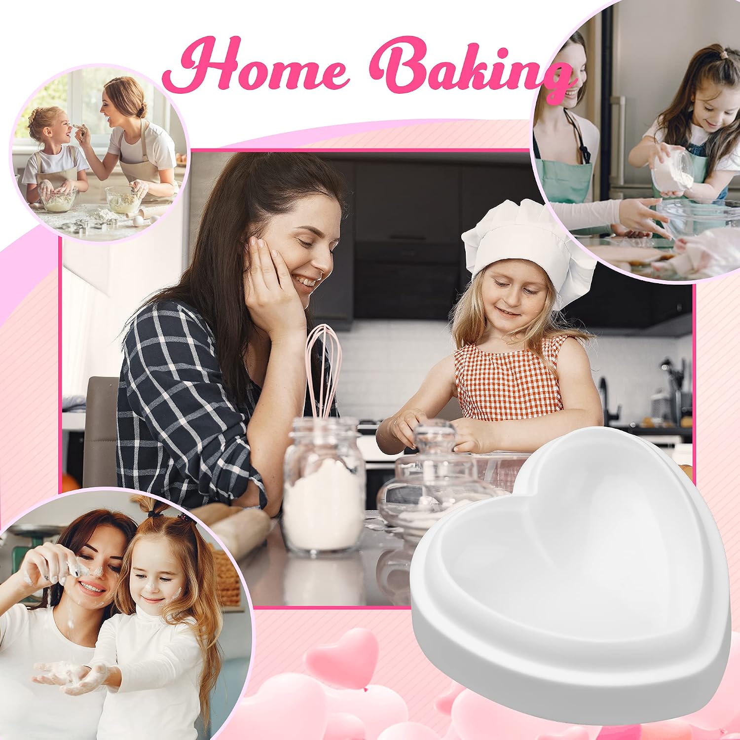 MOTZU Smooth Heart Mold, Chocolate Mold, Love Shaped Silicone Cake Mould, 6-1/3 inch Baking Pan for Cake Decorating, Candy Making, Chocolate, Mousse, Dessert, Cheesecake, Oven Safe