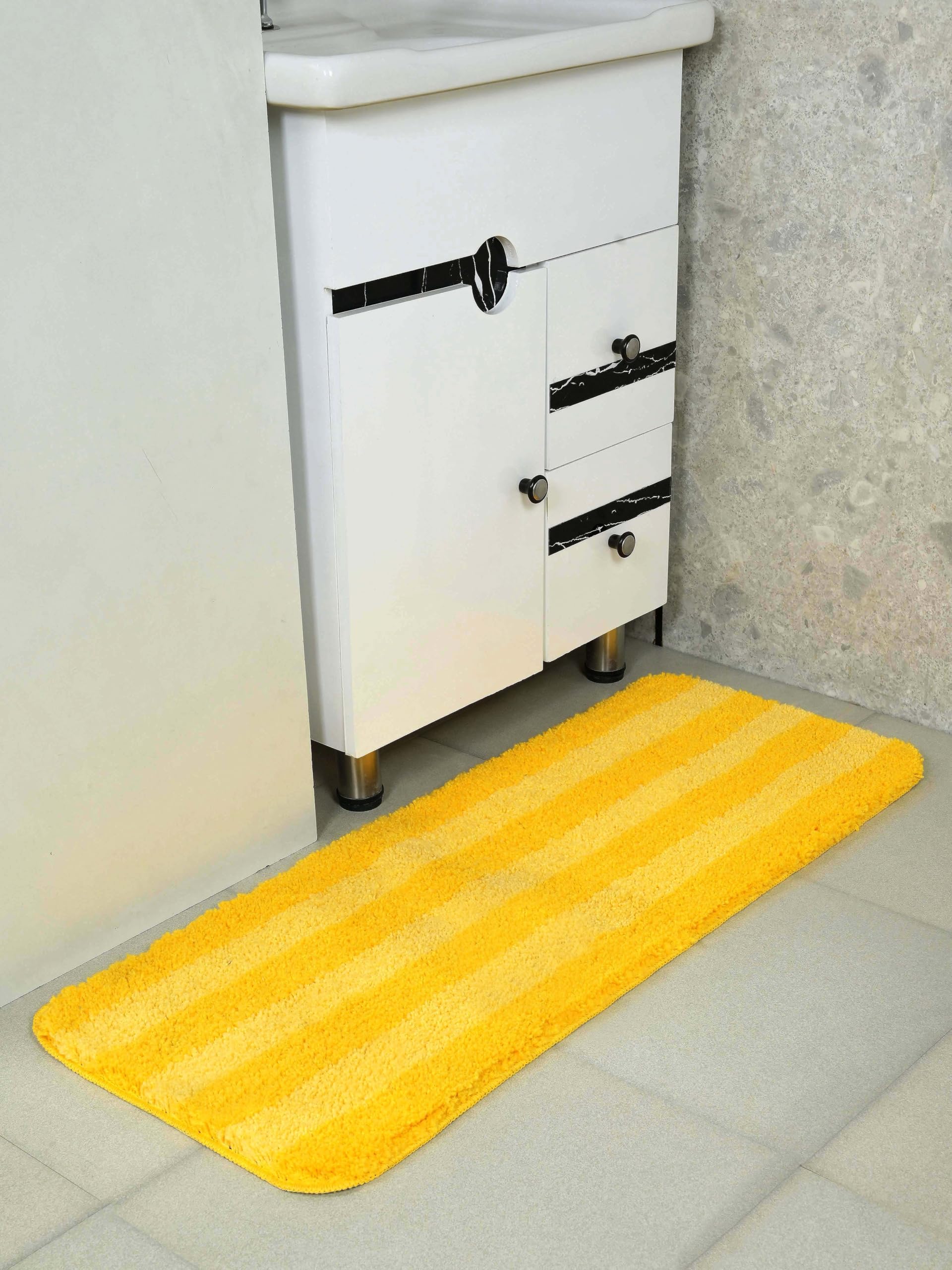 Saral Home Digo Microfiber High Plush Pile Vibrant Stripes Runner, Yellow. 40x100 cm-image-21