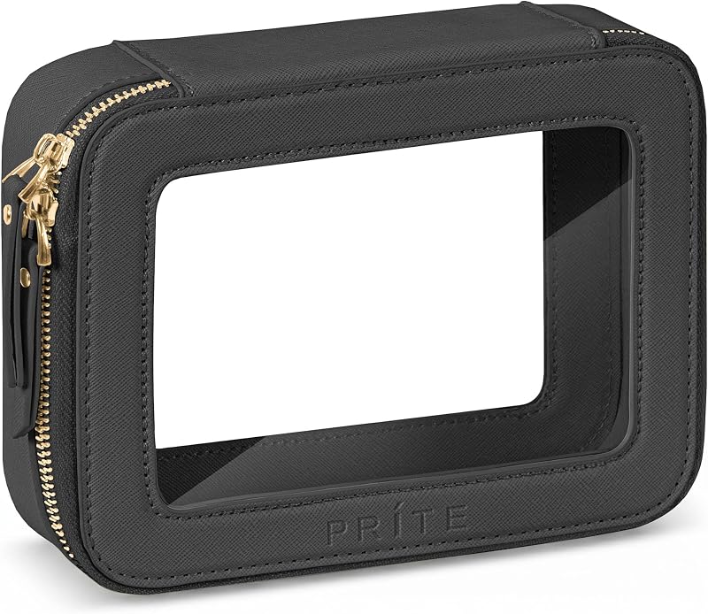Necessaire transparente Prite para maquiagem e viagem com zíper