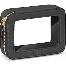 Prite Clear Makeup Bag Cosmetic Case Travel Toiletry Bag, Black, Standard | Four Sizes, Water-resistant, Tsa Approved, See Through, Car Essentials, Vegan Leather, Transparent PVC, Gift Box Packaging