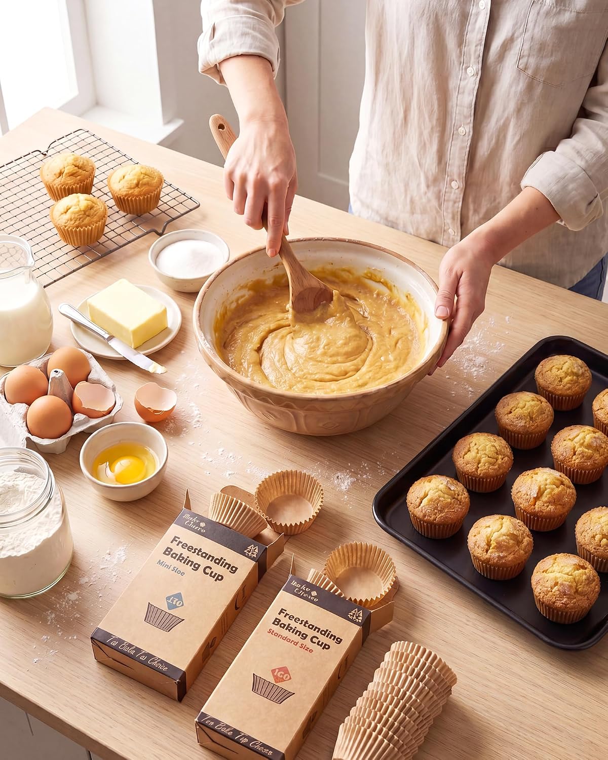 Bake Choice Standard Cupcake Liners for Baking, 160PCS, Non-stick, Natural