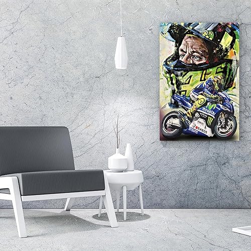 Miniatura 4 de AAHARYA Valentino Rossi - Póster artístico famoso corredor de motociclismo, decoración de pared (10), pintura en lienzo, póster de arte de pared