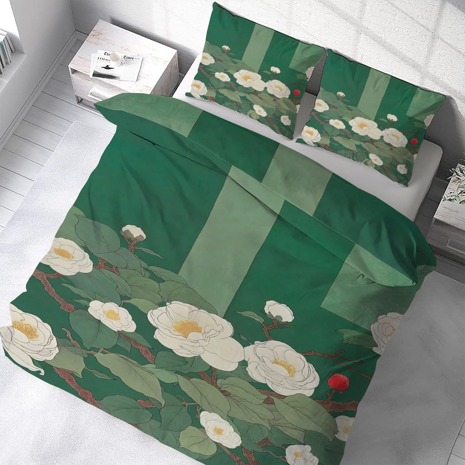 Poszwa na kołdrę 240 x 260 kwiatów zestaw pościeli 260x240 Dorosły białe kwiaty pościel Miękka oddychająca mikrofibra z zamkiem błyskawicznym i 2 poszewkami na poduszki 65x65 cm