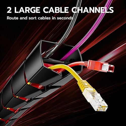 Miniatura 5 de ARES WING Columna de gestión de cables debajo del escritorio, organizador de cables de vértebras con abrazadera para escritorio de pie, organizador