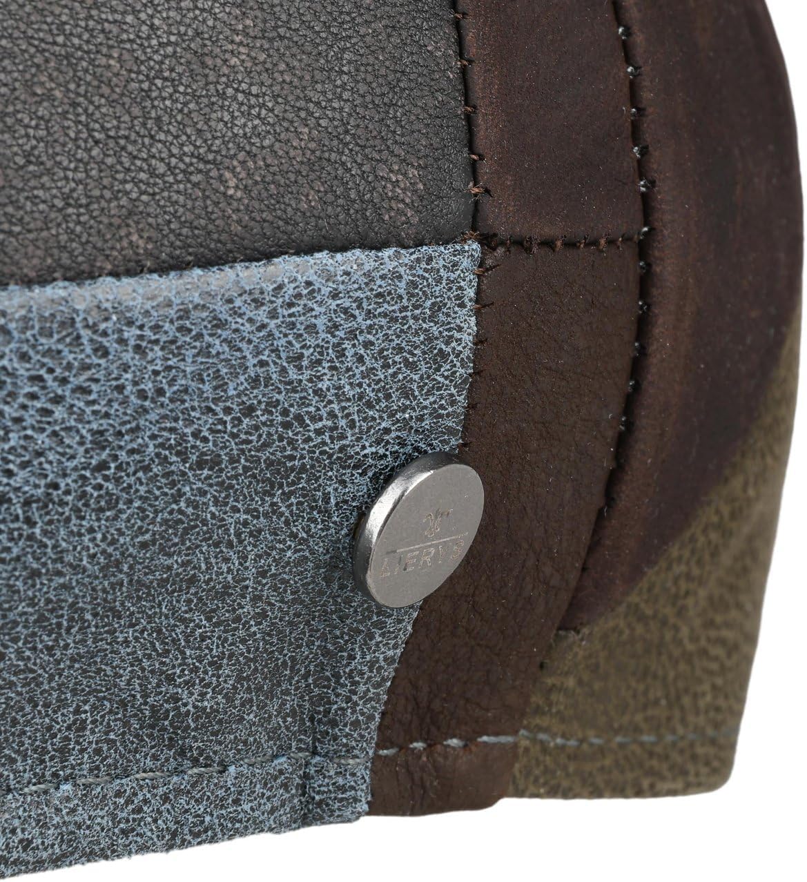 Lierys Capri Leather Patchwork Flat Cap Made in Italy Men Autumn Winter