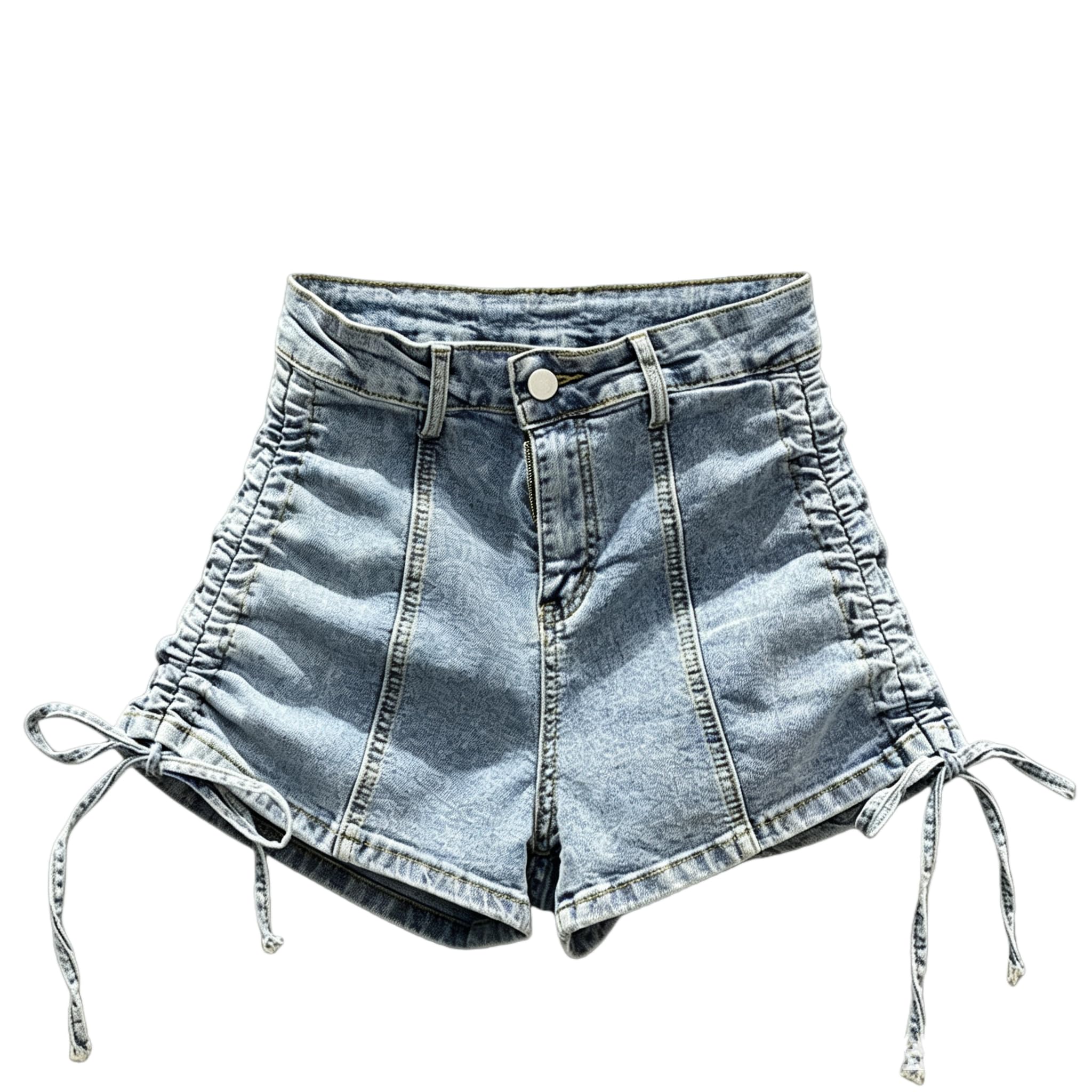 Shorts Jeans Donna Estate Coquette Strappy Short Jean Pantaloni Harajuku Moda Elastico Denim per Donne-Black -m