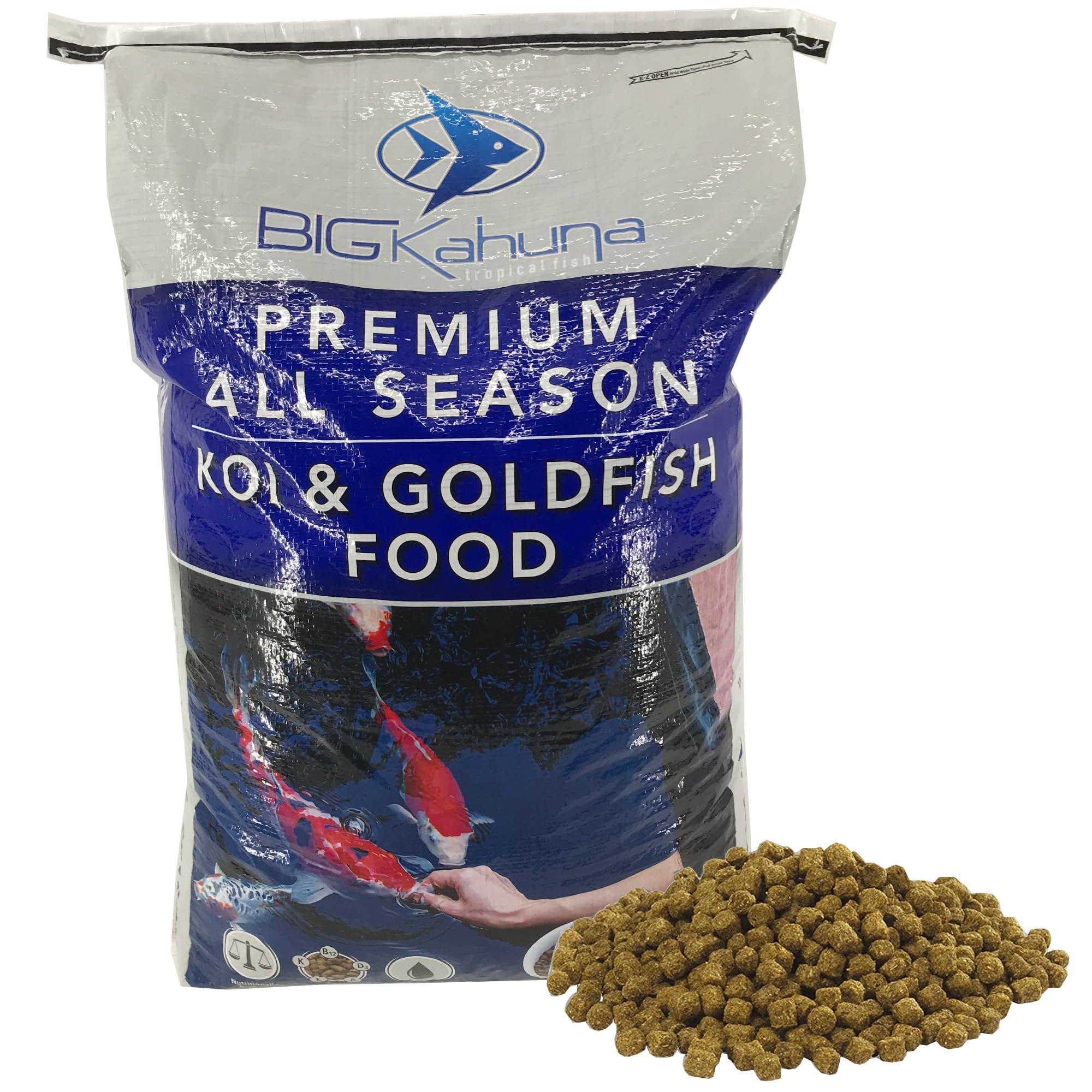 Big Kahuna Koi Fish Food for Ponds 45lbs - Koi Food for Pond Fish Food Pellets – 3/16-1/4 Floating Pond Pellet